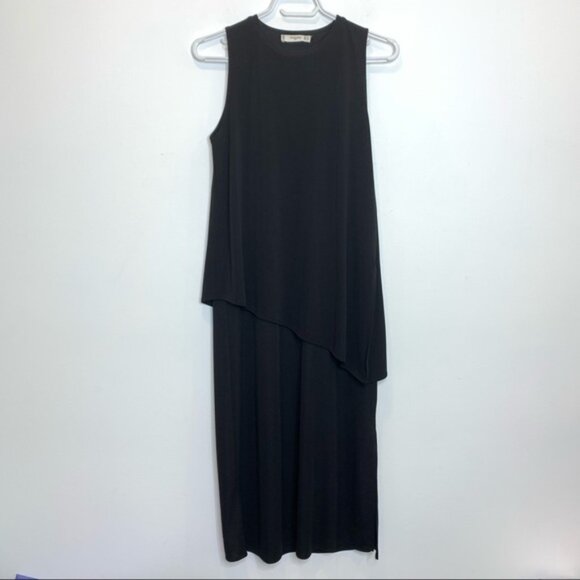 Dresses & Skirts - Mango Layered Asymmetrical Black Maxi Tank Dress